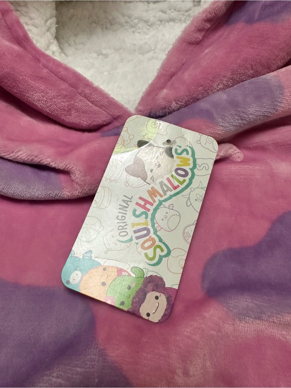 Squishmallows Women’s Hooded Plush Pullover - Pink & Lavender OS - Picture 9 of 13